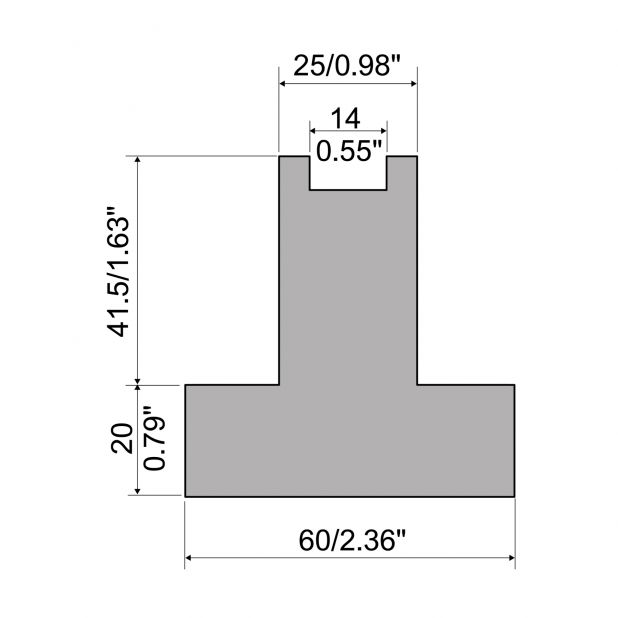 Adapter voor 1-V matrijs R1 met hoogte=61,5mm, Materiaal=C45, Max. capaciteit=950kN/m.