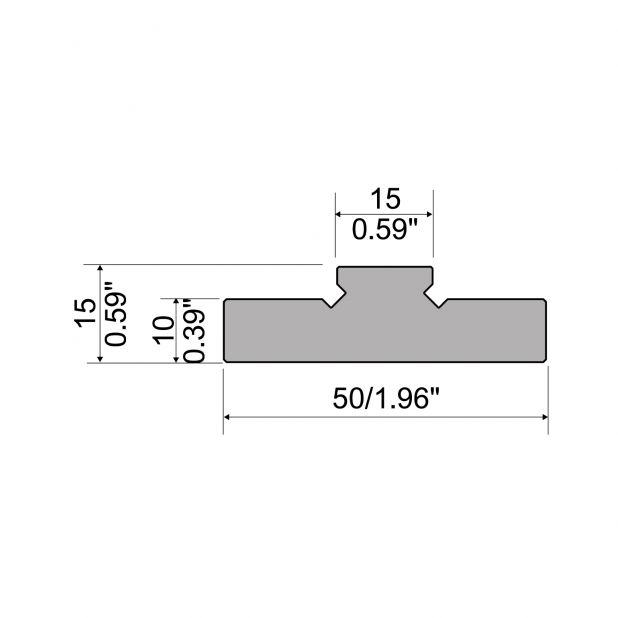 Adapter voor centrerende 2-V matrijs R1 Eurostyle A series met hoogte 15mm, Materiaal=C45, Max. capaciteit=100