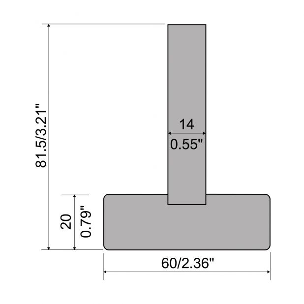 1-V Matrijs adapter R1 A series met hoogte=81,5mm, Materiaal=C45, Max. capaciteit=1000kN/m.