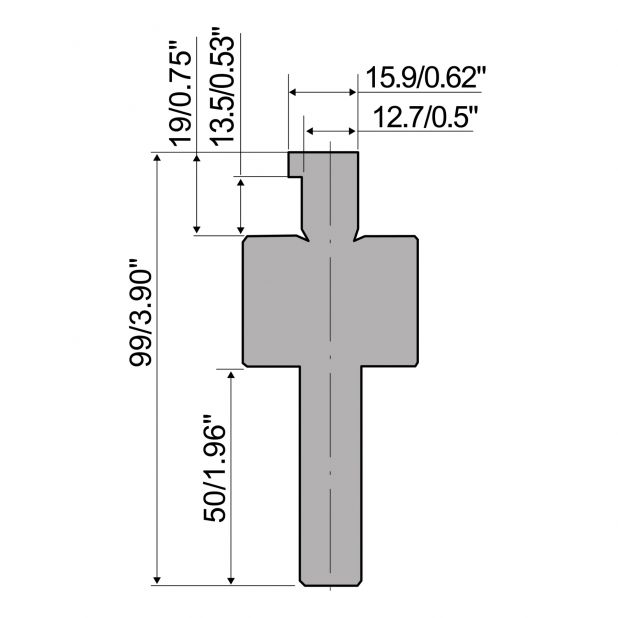 Bovengreedschapadapter R5 type met werkhoogte=80mm, Gereedschapsstaal=C45, Max. capaciteit=1000kN/m.