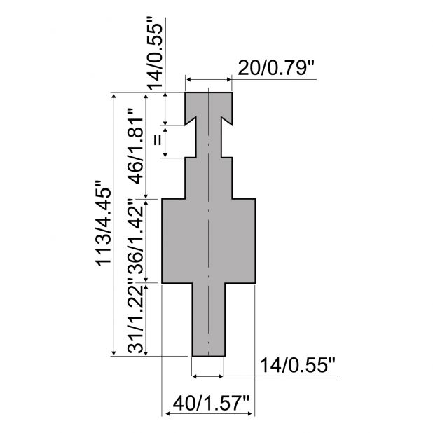 Bovengereedschapadapter R3 type met werkhoogte=86mm, Gereedschapsstaal=C45, Max. capaciteit=1000kN/m.