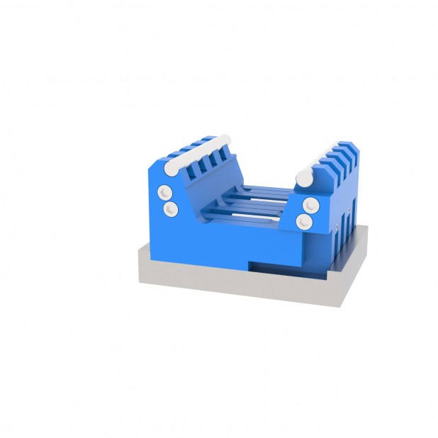 Verstelbare matrijs met V-opening min. 65 mm en V max. 185 mm. Radius = 12,5 mm. Max. capaciteit 2000 kN/m at