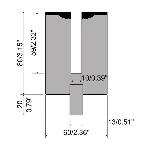 Dichtdrukgereedschap R2/R3 type met werkhoogte=80mm, Radius=1mm, Gereedschapsstaal=42cr, Max. capaciteit=500-1