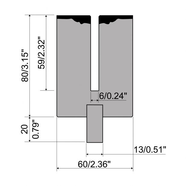 Dichtdrukgereedschap R2/R3 type met werkhoogte=80mm, Radius=1mm, Gereedschapsstaal=42cr, Max. capaciteit=500-1