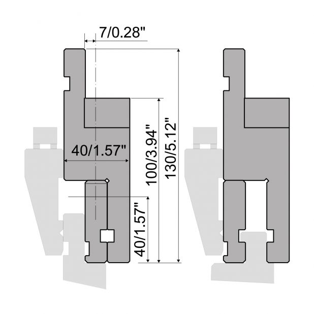 Tussenstukken R1 type met werkhoogte=100mm, Gereedschapsstaal=C45, Max. capaciteit=1000kN/m.