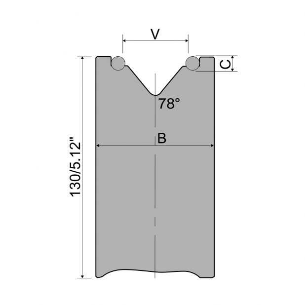 Matrijzen met rotatieassen H=130 mm V min. verkrijgbaar 20 mm en V max. verkrijgbaar 120 mm