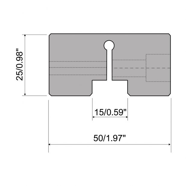 Adapter for 2-V matrijs R1 met hoogte 25mm, Materiaal=Fe37