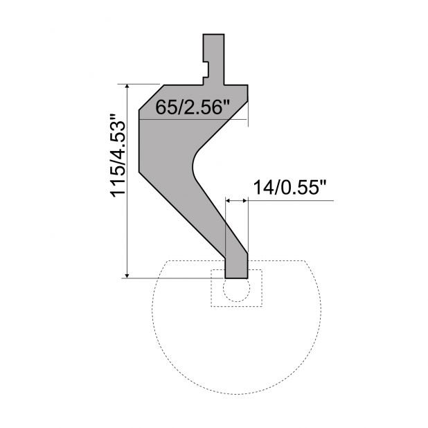 Radiusgereedschapshouder Bovengereedschap R1 Eurostyle type met werkhoogte=115mm, Radius=-mm, Gereedschapsstaa