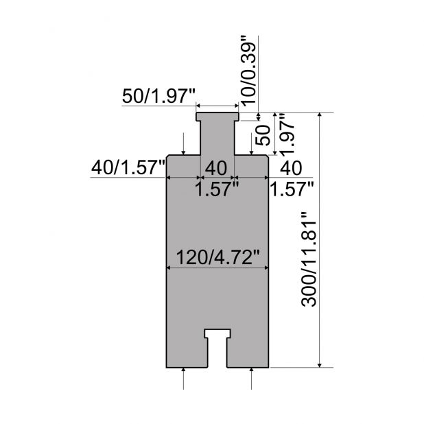 Heavy Duty gereedschap H=300mm, Gereedschapsstaal 42Cr:900-1150 N/mm² en 1.2767:830 N/mm². max. capaciteit 2