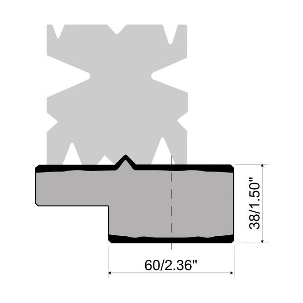 Multi-V-matrijshouder  R1 Eurostyle type met hoogte=38mm, Gereedschapsstaal=C45,