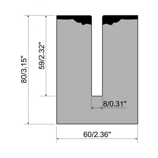 Dichtdrukmatrijs R1 TOP European type met werkhoogte=80mm, Gereedschapsstaal=C45, Max. capaciteit=800kN/m.In c